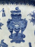 antique Chinese blue & white porcelain platter 1790 Qing Dynasty Charger Export