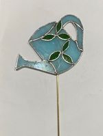 Stained Glass Watering Can. Plant Stake. Handmade.