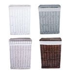 Wickerfield Multi Colors Rectangle Wicker Laundry Basket with Lining and Lid