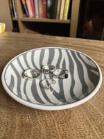 BIBA ZEBRA GREY WHITE TRINKET DISH SOAP RING TRAY SAUCER SNACK NIBBLE PLATE