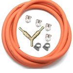 3 Way Quick Release Splitter Coupling Kit With 4m 8mm I/D Gas Pipe & 6 Hose Clip
