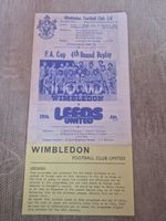 Wimbledon V Leeds United Fa Cup 4th Round Replay Football Programme 1974/75
