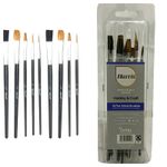 10 HARRIS ARTISTS FLAT PAINT BRUSHES SET FINE PAINTWORK ART HOBBY CRAFT HOBBIES