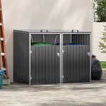 Double Wheelie Bin Storage Metal Store Cover Outdoor Garden Rubbish Dustbin Shed
