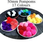 50mm Pom Poms 17 Colours 7 Pack Sizes Premium Large Furry Pompoms