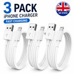 iPhone Charger Cable 3 Pack Fast Charge Compatible USB 8 Pin Lead 1M 2M