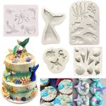 5pcs Mermaid Silicone Cake Decorating Moulds Sea shell  Fondant Chocolate Molds