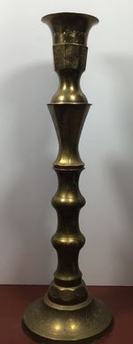Brass Candlestick Floor Standing Candle Holder  20 7/8” Tall With Markings