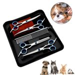 5PCS Professional Pet Hair Cutting Scissors Dog Grooming Kits Curved Shears Set