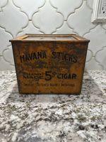 Antique 1910-1930 Havana Sticks Tin Humidor Cigar Box