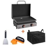 Blackstone 22" Tabletop Griddle with Hood 2-Burner Portable Gas Grill Bundle