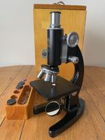 Vintage C. Baker Cased Black Laquered Compound Microscope Three Objective Lens
