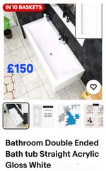 Amaze Bath Double Ended Rectangular Acrylic Bath White 1700x700mm