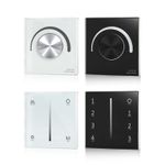 0/1-10V LED Dimmer Switch 1-4 Zone Wall Mounted Rotary/Touch Glass Panel Control