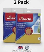 2 Pack of Vileda Window Cloth Glass & Car Chamois Leather Effect Streak Free