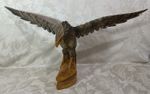 Vintage Hand Carved Wooden Eagle Sculpture Made In USSR - 24" Wingspan