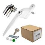 Yale PVC Window Handle Inline Double Glazing Universal Key Locking Espag 10 Pack