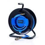 SGS 20m Air Hose on Heavy Duty Line Reel, Braided PVC w/ Snap Fit to Compressor