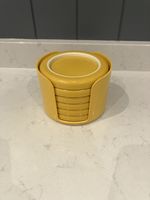 Scaroni Stacking Coasters Yellow With Holder Vintage Plastic? Italy Italian 