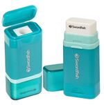 COMBO PENCIL SHARPENER WITH MESS FREE CANISTER AND ERASER [PACK OF 1] TURQUOISE