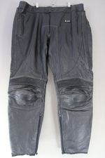 AKITO BLACK LEATHER BIKER TROUSERS WITH CE KNEE ARMOUR WAIST 42 INCH/LEG 33 INCH