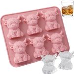 Mini Highland Cow Ice Cube Mold Cute 3D Highland Cow Silicone Ice Cube Tray Pink