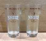 NISOS ( ISLAND ) GREEK BEER ADVERTISIGN SET OF TWO GLASSES 300ML