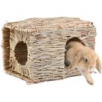 Foldable Woven Grass Pets Rabbit Hamster Guinea Pig Cage Nests House Chew Toys