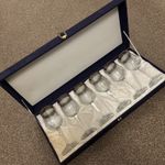 i Preziosi Italian Crystal Wine Glasses x6 – Silver Rim Etched Greek Key