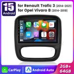 For Renault Trafic 2014-2021 Carplay Android15 Car Radio Stereo GPS SAT NAV 64GB