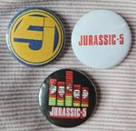 Jurassic 5 three 25mm button badges inc classic J5 logo design. Free UK P&P!