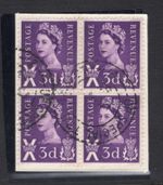 1958-69 3d VIOLET SCOTLAND REGIONAL TWO BANDS VFU BLOCK OF FOUR. SG S1p