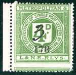 GB METROPOLITAN & LNER RAILWAY Letter Stamp 3d/4d Surcharge (1928) RARE YOW69
