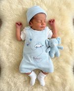 Premature Baby Boy Dungaree T Shirt Top Hat Outfit Set Car Blue