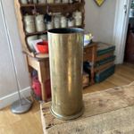 Vintage Heavy Brass Shell Case Trench Art Vase - 1940 - Great!
