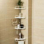 4 Tier Shower Corner Rack Shelf Telescopic Bathroom Kitchen Storage Organiser UK
