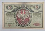 Poland 5 Polish Mark  1916 Pick P-11 Miłczak 10 Generał R4 Rare  Banknote