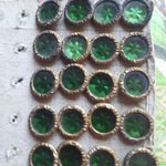 Victorian - 24 X  'Star Glass'  Shank Buttons, Set In Pinchbeck - Original Card