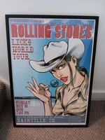 The Rolling Stones Framed Licks Tour Poster Nashville Artist Signed Joe Whyte