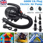 600W Electric Air Pump for Inflatable Gymnastics Mat Air Bed Pool Toy Black UK