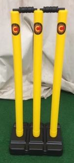 Hunts County Flik Cricket Stumps & Base Set (Yellow)