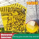 20X Yellow Sticky Fly Trap Paper·Fruit Flies Insect Aphids Glue-Catcher Bug New