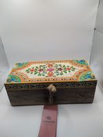 hand-painted mango wood storage box, Namaste