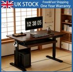 Height Adjust Electric Standing Computer Office Study Desk w/ Headphone Holder