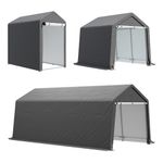 5-20ft Garden Tent Storage Shed Bike Log Shelter Black Grey Cover Steel Frame