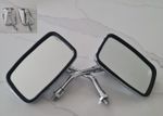 Chrome Rectangular Large Mirrors (Pair) 10mm Stem-Universal-Motorcycle-Bike-0529
