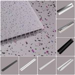 White Sparkle Gloss PVC Panels Bathroom Trims Shower 2.4m Wet Wall Cladding 10mm