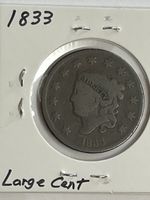 1833 Braided Hair Large Cent Nice Original Rare Antique Coin Rotated Die Error