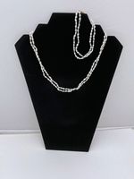 Vintage Fresh Water Rice Pearl Necklace & Bracelet, 14K Gold beads, 925 Clasps