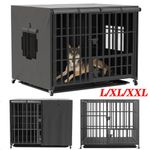 XXL Covered Dog Crate Heavy Duty Metal Puppy Cage with Universal Lockable Wheels